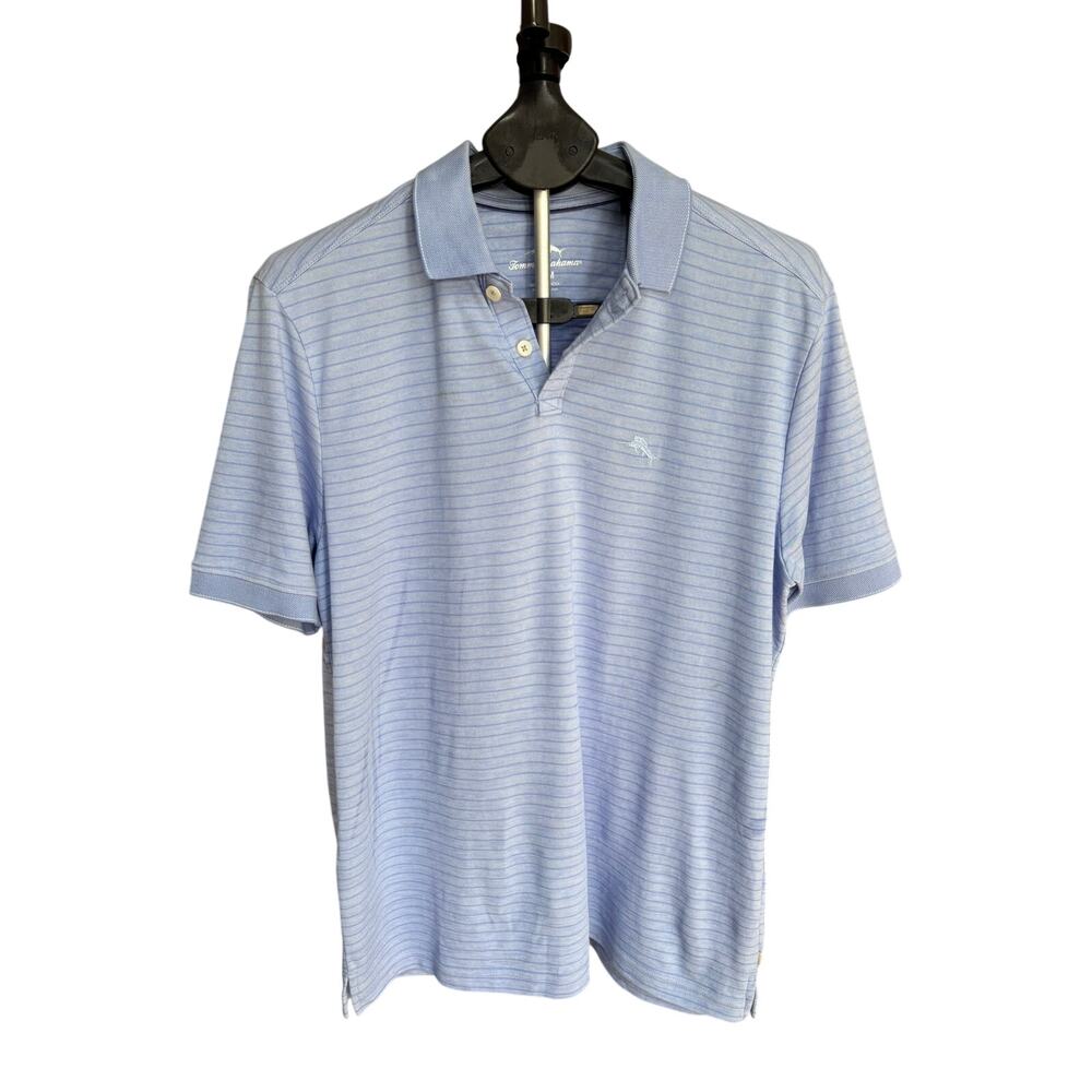 Tommy Bahama Performance Stripe Polo Shirt Blue Men’s M NWT $98